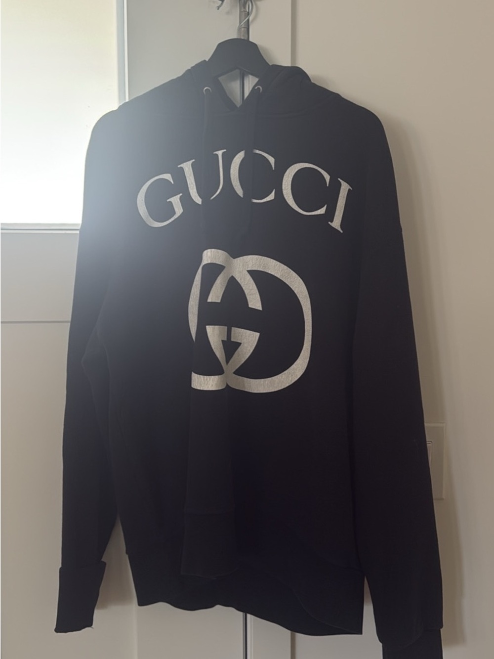Gucci Black Hoodie with White Logo